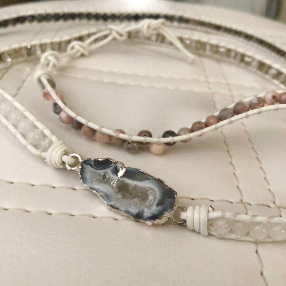 3 Foot Long Gem Beads Agate Geode Slice Wrap Jewellery Piece